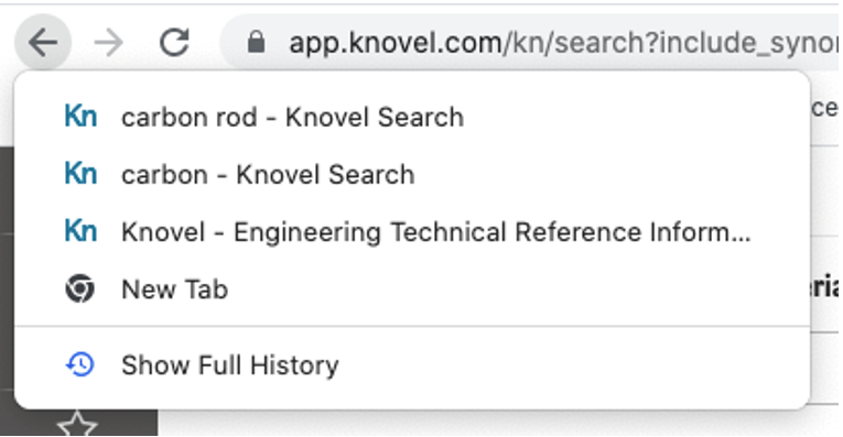 Screenshot of new back button behavior